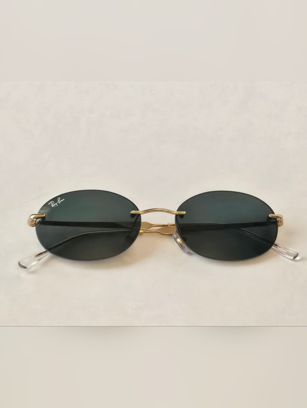 Ray-Ban RB3767 sunglasses Dark Gray Rimless Gold With Case